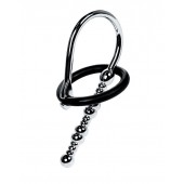 Серебристый уретральный плаг-бусины TOYFA Metal с мягким фиксириющим кольцом - ToyFa - купить с доставкой в Бийске