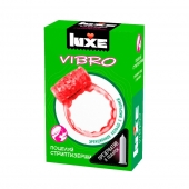 Розовое эрекционное виброкольцо Luxe VIBRO  Поцелуй стриптизёрши  + презерватив - Luxe - в Бийске купить с доставкой