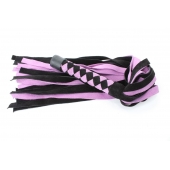 Черно-розовая плеть из замши - 58 см. - БДСМ Арсенал - купить с доставкой в Бийске