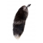 Серебристая металлическая анальная втулка с хвостом чернобурой лисы - размер S - ToyFa - купить с доставкой в Бийске