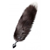 Серебристая металлическая анальная втулка с хвостом чернобурой лисы - размер S - ToyFa - купить с доставкой в Бийске