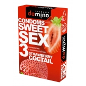 Презервативы для орального секса DOMINO Sweet Sex с ароматом клубничного коктейля  - 3 шт. - Domino - купить с доставкой в Бийске