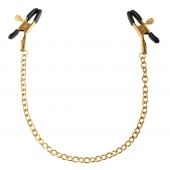 Чёрные с золотом зажимы на соски Gold Chain Nipple Clamps - Pipedream - купить с доставкой в Бийске