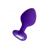 Фиолетовая анальная втулка Diamond Heart с прозрачным кристаллом - 8 см. - ToyFa - купить с доставкой в Бийске