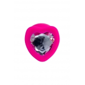 Розовая анальная втулка Diamond Heart с прозрачным кристаллом - 9,5 см. - ToyFa - купить с доставкой в Бийске