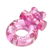 Розовое эрекционное виброкольцо на пенис Pink Bear - Baile - в Бийске купить с доставкой