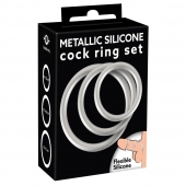 Набор из 3 эрекционных колец под металл Metallic Silicone Cock Ring Set - Orion - в Бийске купить с доставкой