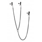 Черные зажимы на соски и клитор на цепочке DELUXE NIPPLE   CLIT CLAMPS - Dream Toys - купить с доставкой в Бийске
