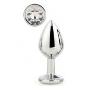 Серебристая анальная втулка с прозрачным кристаллом - 7,1 см. - Dream Toys - купить с доставкой в Бийске