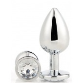 Серебристая анальная втулка с прозрачным кристаллом - 7,1 см. - Dream Toys - купить с доставкой в Бийске