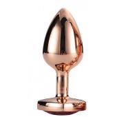 Золотистая анальная втулка с кристаллом-сердечком розового цвета - 7,1 см. - Dream Toys - купить с доставкой в Бийске