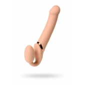 Телесный безремневой вибрострапон Vibrating Bendable Strap-On L - Strap-on-me - купить с доставкой в Бийске