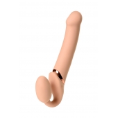 Телесный безремневой вибрострапон Vibrating Bendable Strap-On L - Strap-on-me - купить с доставкой в Бийске