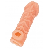 Телесная закрытая насадка с венками Cock Sleeve Size S - 13,8 см. - KOKOS - в Бийске купить с доставкой