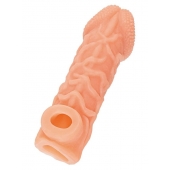 Телесная закрытая насадка с венками Cock Sleeve Size M - 15,6 см. - KOKOS - в Бийске купить с доставкой