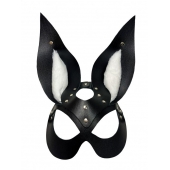 Черная маска зайки с белым мехом на ушках Miss Bunny - БДСМ Арсенал - купить с доставкой в Бийске