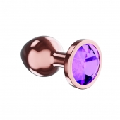 Пробка цвета розового золота с фиолетовым кристаллом Diamond Amethyst Shine S - 7,2 см. - Lola Games - купить с доставкой в Бийске
