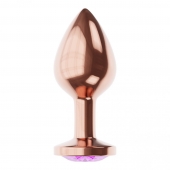 Пробка цвета розового золота с фиолетовым кристаллом Diamond Amethyst Shine S - 7,2 см. - Lola Games - купить с доставкой в Бийске