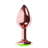 Пробка цвета розового золота с лаймовым кристаллом Diamond Emerald Shine S - 7,2 см. - Lola Games - купить с доставкой в Бийске