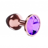 Пробка цвета розового золота с фиолетовым кристаллом Diamond Amethyst Shine L - 8,3 см. - Lola Games - купить с доставкой в Бийске
