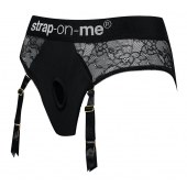 Черные трусики для насадок Diva Lingerie Harness - size M - Strap-on-me - купить с доставкой в Бийске