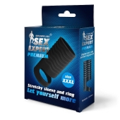Черная открытая насадка на пенис с кольцом для мошонки XXXL-size - 9,9 см. - Sex Expert - в Бийске купить с доставкой