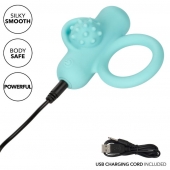 Аквамариновое эрекционное виброкольцо Silicone Rechargeable Nubby Lover’s Delight - California Exotic Novelties - в Бийске купить с доставкой