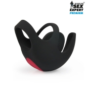 Черная вибронасадка на пенис и мошонку Sex Expert - Sex Expert - в Бийске купить с доставкой