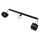 Черная распорка для ног с кожаными манжетами - Pecado - купить с доставкой в Бийске