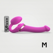 Ярко-розовый безремневой страпон Multi Orgasm Size M с клиторальной стимуляцией - Strap-on-me - купить с доставкой в Бийске