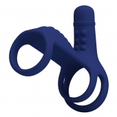 Синяя вибронасадка на пенис Vibrating Penis Sling - Baile - в Бийске купить с доставкой
