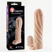 Телесная насадка-удлинитель Okoto со спиралевидным рельефом - 16 см. - Sitabella - в Бийске купить с доставкой