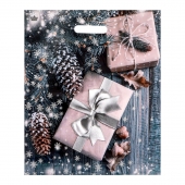 Новогодний пакет с принтом в виде подарков и вырубной ручкой (45х38 см) - Сима-Ленд - купить с доставкой в Бийске
