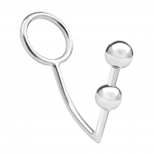 Кольцо на пенис с анальным стимулятором Two Bead Stainless Steel Anal Hook   Cock Ring - BlueLine - в Бийске купить с доставкой