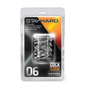 Прозрачная насадка с объёмными чёрточками STAY HARD COCK SLEEVE 06 CLEAR - Blush Novelties - в Бийске купить с доставкой