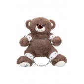 Бондажный набор: бурый мишка с белыми оковами и наручниками - Pecado - купить с доставкой в Бийске