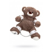 Бондажный набор: бурый мишка с белыми оковами и наручниками - Pecado - купить с доставкой в Бийске