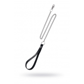 Поводок с ручкой из черной натуральной кожи и карабином для ошейника - Pecado - купить с доставкой в Бийске