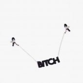 Зажимы на соски с кожаной подвеской Bitch - Crazy Handmade - купить с доставкой в Бийске