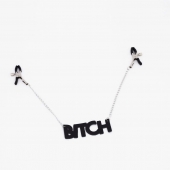 Зажимы на соски с кожаной подвеской Bitch - Crazy Handmade - купить с доставкой в Бийске