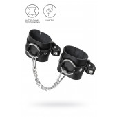 Черные наручники из толстой натуральной кожи с люверсами - Pecado - купить с доставкой в Бийске