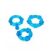Набор из 3 синих эрекционных колец с различным рельефом - Erowoman-Eroman - в Бийске купить с доставкой