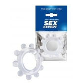 Прозрачное эрекционное кольцо со стимулирующими шариками - Sex Expert - в Бийске купить с доставкой