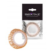 Эрекционное кольцо с бежевыми «ресничками» - Sextaz - в Бийске купить с доставкой