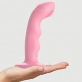 Розовая насадка-стимулятор Strap-On-Me Tapping Dildo Wave - Strap-on-me - купить с доставкой в Бийске