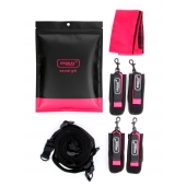 Черно-розовый эротический набор: фиксатор, оковы, наручники, повязка - Erokay - купить с доставкой в Бийске