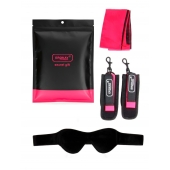 Черно-розовый эротический набор: маска, наручники и повязка - Erokay - купить с доставкой в Бийске