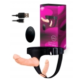 Женский страпон с 2 насадками, вибрацией и пультом ДУ - Erowoman-Eroman - купить с доставкой в Бийске