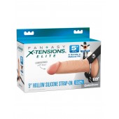 Телесный пустотелый фаллопротез 5’’ Hollow Silicone Strap-On - 14 см. - Pipedream - купить с доставкой в Бийске