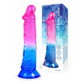 Яркий розово-синий фаллоимитатор с присоской - Erowoman-Eroman